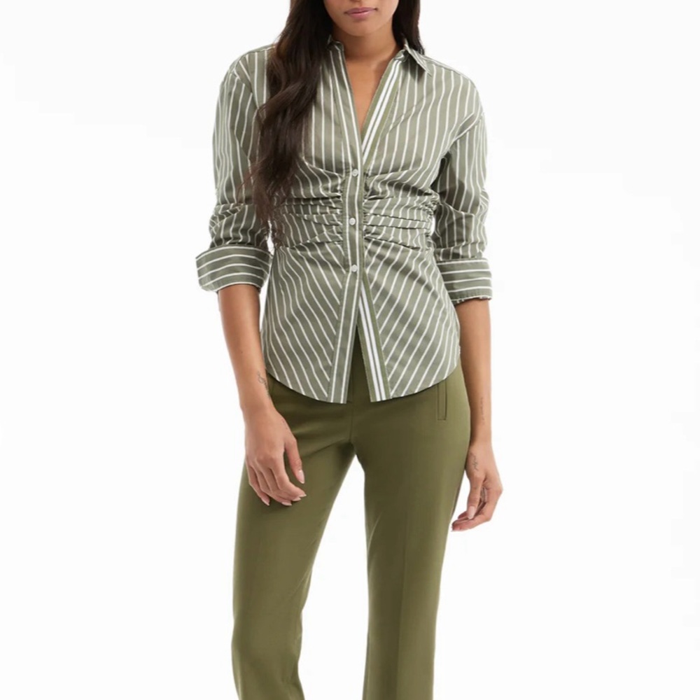 Olive Green Women's Button Down Shirt